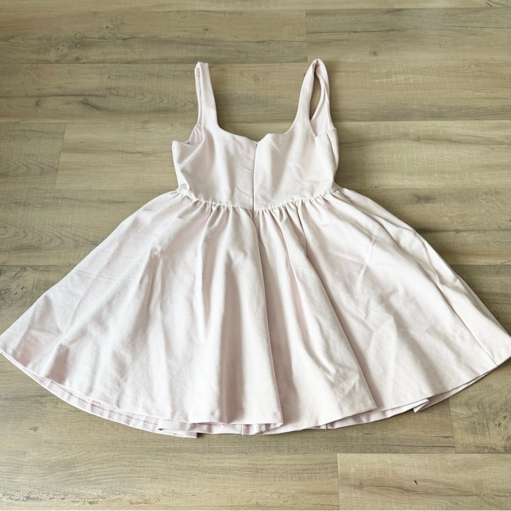 Powder Pink Fit & Flare Square Scoop Neck Knit Ponte Mini Dress - XL - Picture 5 of 6